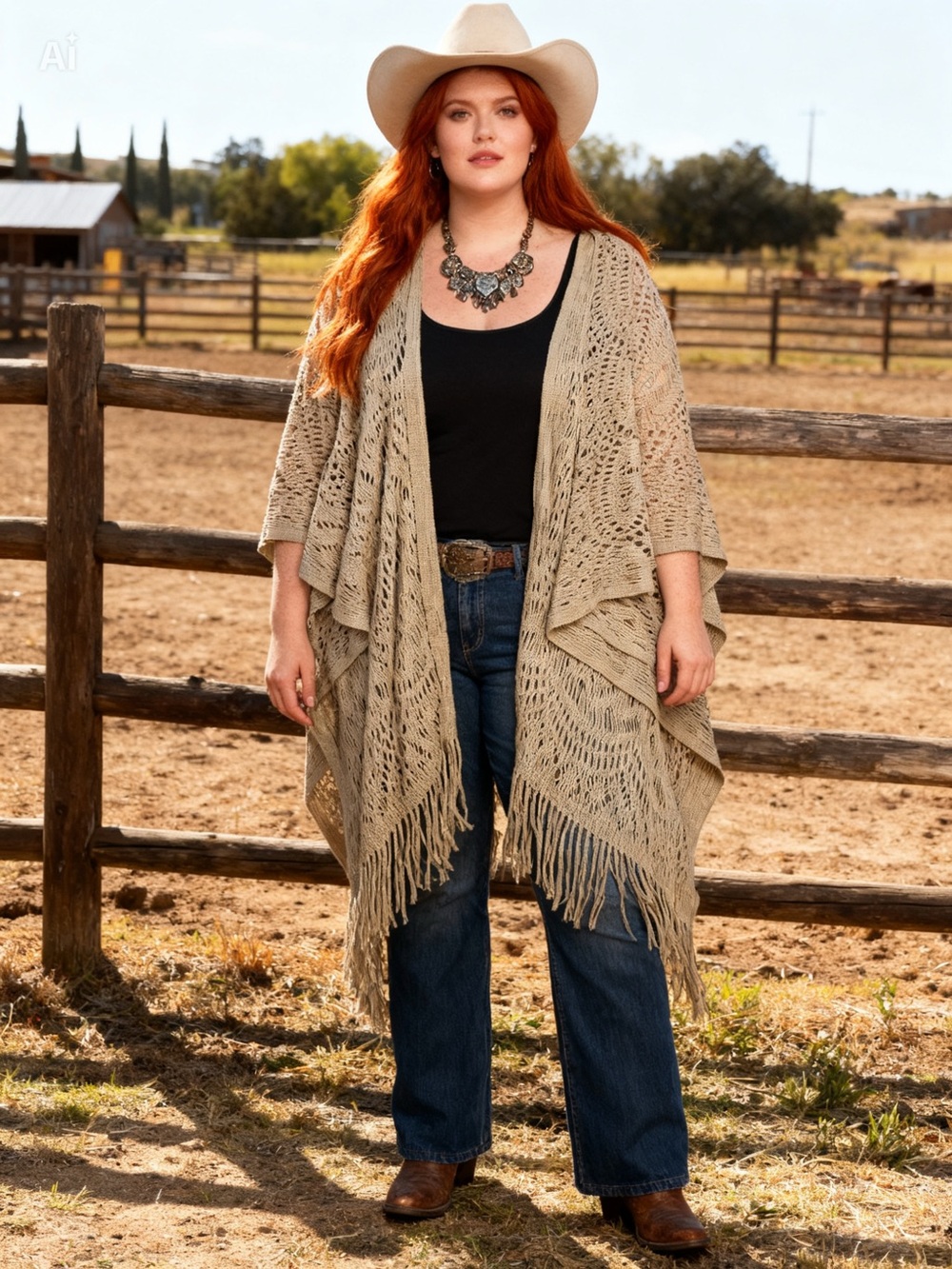 Hippie Boho, Beige crochet Fringe Torrid Ruanna
